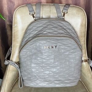DKNY Quilted Silver Backpack